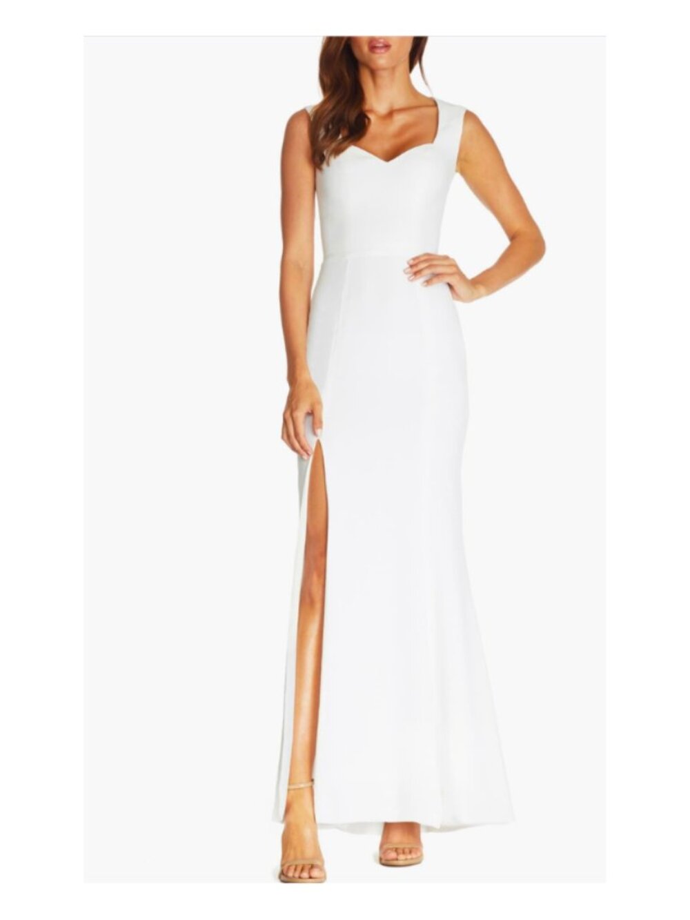 Dress the Population Monroe Side Slit Gown White Women's Size Small